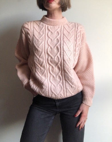 Pull laine tricoté rose - pull, en